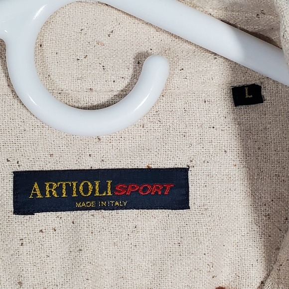 Artioli Mens Dress Shirt Size Large Beige Italy Long Sleeve Office Formal Luxury - Picture 4 of 11